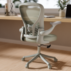 Ninecer Ergonomic Mesh Office Chair, Mesh Back Office Chair with Flip-up Arms, Swivel Computer Desk Chair with Lumbar Support for Adult, Gray