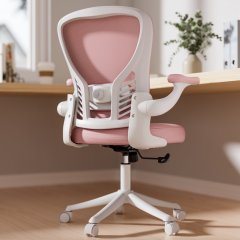 Ninecer Ergonomic Mesh Office Chair, Mesh Back Office Chair with Flip-up Arms, Swivel Computer Desk Chair with Lumbar Support for Adult, Pink