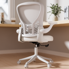 Ninecer Ergonomic Mesh Office Chair, Mesh Back Office Chair with Flip-up Arms, Swivel Computer Desk Chair with Lumbar Support for Adult, White