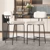 Ninecer Counter Height Bar Stools Set of 2, 26" White Bar Stools with Back and Metal Legs, Fabric Kitchen Counter Stools with Footrest and Wide Seat, Bar Chairs for Kitchen Island
