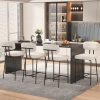 Ninecer Counter Height Bar Stools Set of 4, 26" White Bar Stools with Back and Metal Legs, Fabric Kitchen Counter Stools with Footrest and Wide Seat, Bar Chairs for Kitchen Island