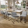 Ninecer Counter Height Bar Stools Set of 4, 26 Inch Upholstered Bar Stools with Low Back, Boucle Fabric Square Seat Bar Chairs with Metal Legs and Footrest, Bar Stools for Home Kitchen Bar, Grey