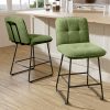 Ninecer Counter Height Bar Stools Set of 2, 26 Inch Upholstered Bar Stools with Low Back, Boucle Fabric Square Seat Bar Chairs with Metal Legs and Footrest, Bar Stools for Home Kitchen Bar, Green