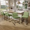 Ninecer Counter Height Bar Stools Set of 4, 26 Inch Upholstered Bar Stools with Low Back, Boucle Fabric Square Seat Bar Chairs with Metal Legs and Footrest, Bar Stools for Home Kitchen Bar, Green